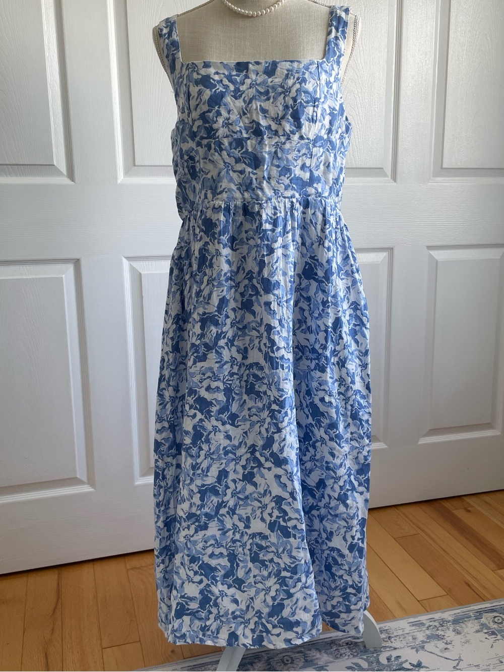 Quince Dress- Floral Waterfall-100% European Linen-Large